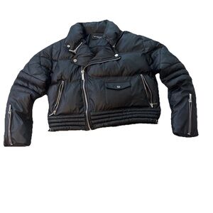 Maniere De Voir Women’s Matte Motorcycle Jacket Puffer Zipper Coat UK 8 US 4